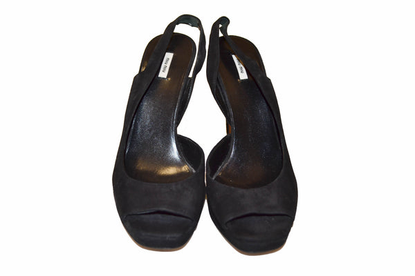 Miu Miu Black Suede Leather Pumps Shoes - Size 37.5