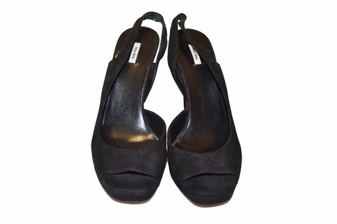 Shoes Miu Miu Black Suede Leather Pumps Shoes - Size 37.5 | Italystation.com - Shop Now at italystation.com
