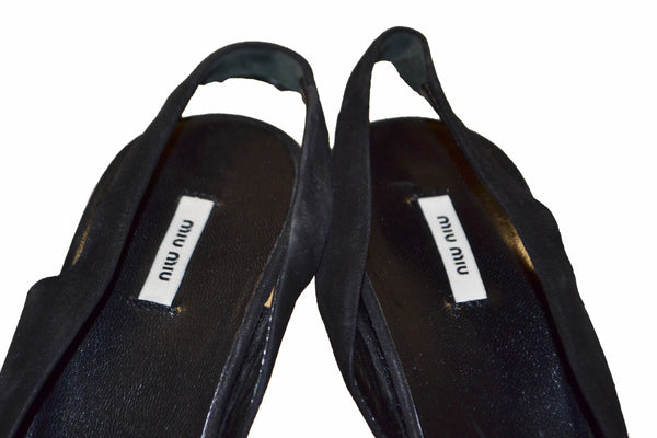 Miu Miu Black Suede Leather Pumps Shoes - Size 37.5