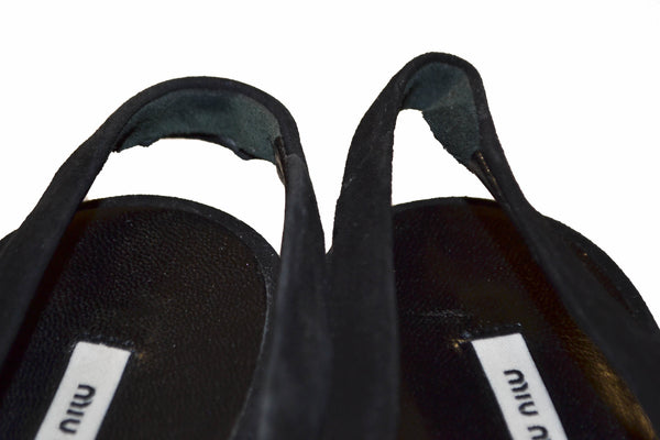 Miu Miu Black Suede Leather Pumps Shoes - Size 37.5