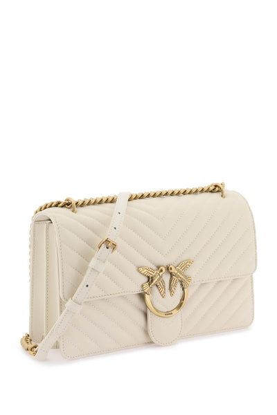 chevron quilted classic love bag one 100941 A0GK BIANCO SETA-ANTIQUE GOLD