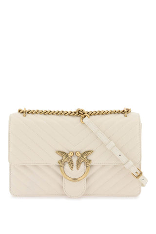 chevron quilted classic love bag one 100941 A0GK BIANCO SETA ANTIQUE GOLD