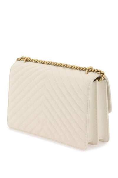 chevron quilted classic love bag one 100941 A0GK BIANCO SETA-ANTIQUE GOLD