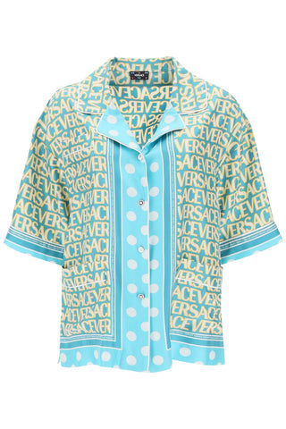 'versace allover polka dot' short-sleeved shirt 1011260 1A08280 TURQUOISE LIGHT BLUE