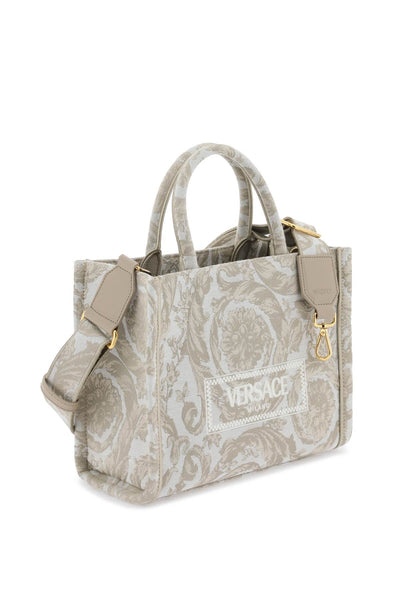 athena barocco small tote bag 1011564 1A09741 BEIGE+BEIGE-VERSACE GOLD