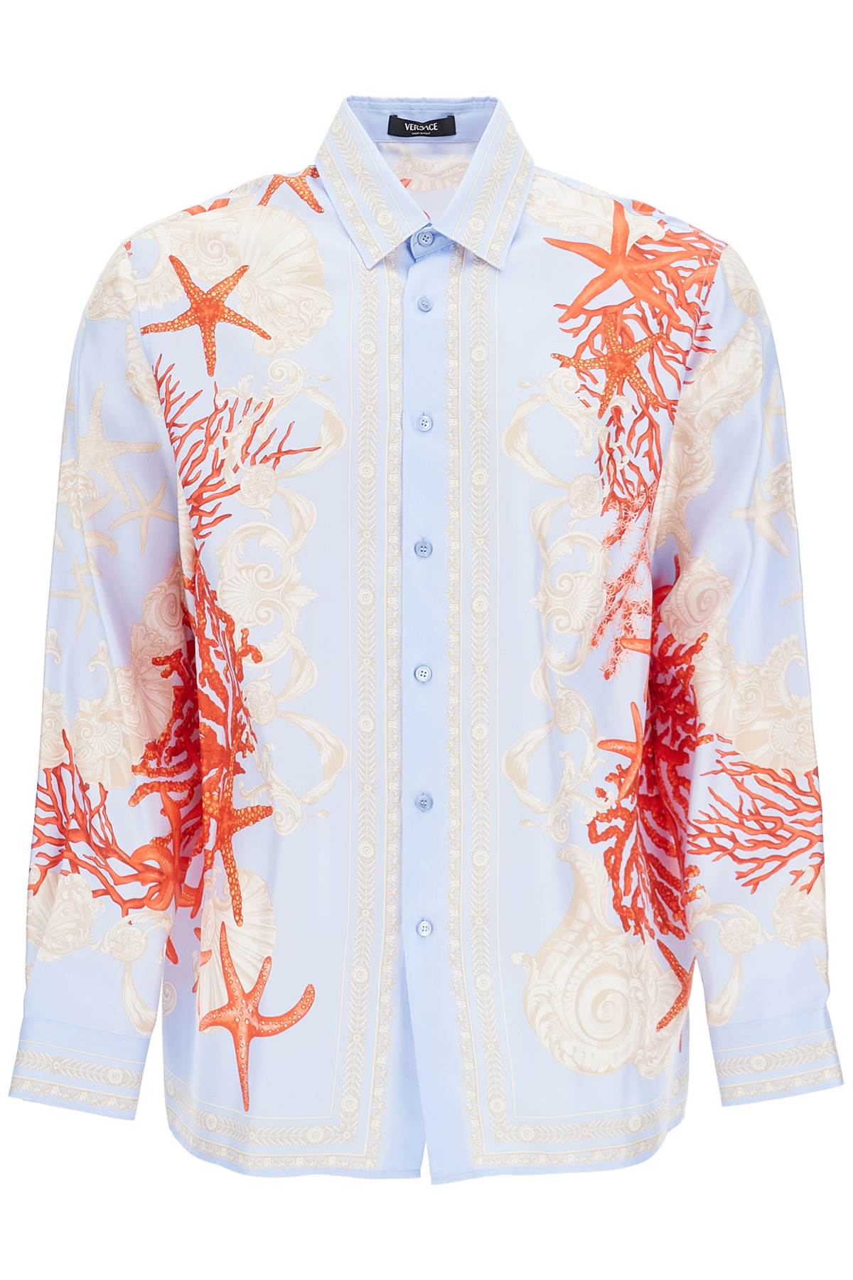 barocco sea silk shirt 1012141 1A11093 BLUE HYDRANGEA+CORAL+BONE