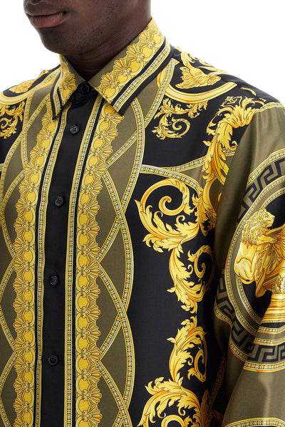 barocco silk shirt 1012141 1A11363 BLACK+DARK OLIVE+GOLD