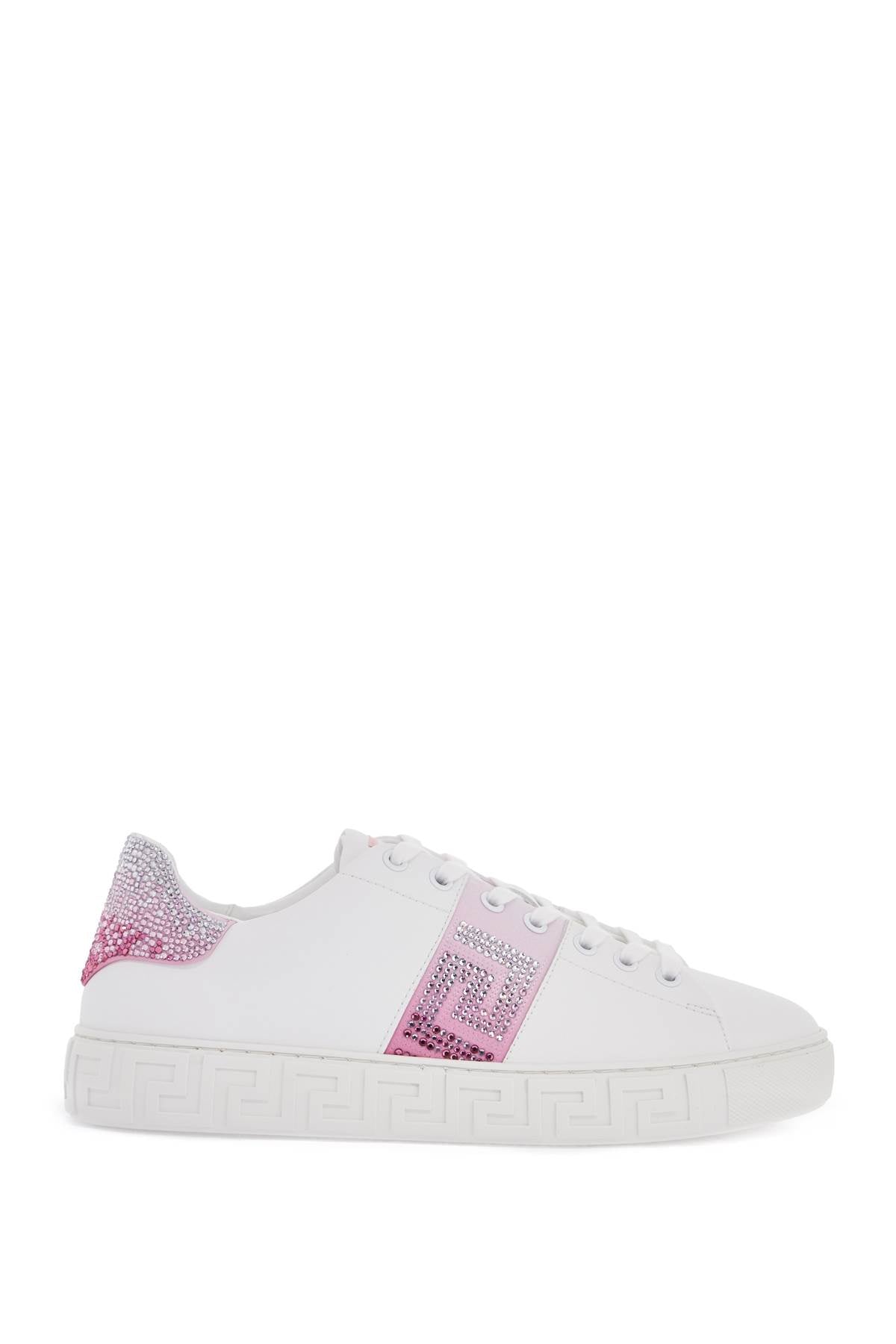 "greca crystal sneakers 1013568 1A13518 WHITE+PASTEL PINK