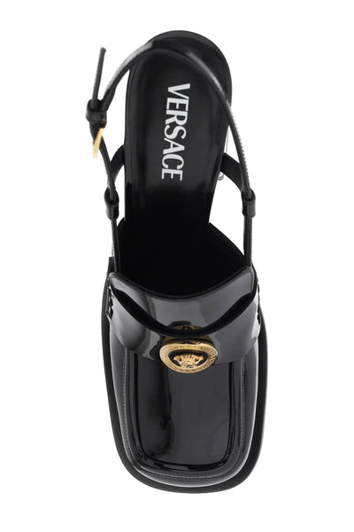 patent leather pumps loafers 1013709 D2VE BLACK VERSACE GOLD