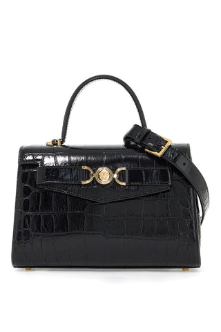 medusa '95 handbag with crocodile 1013823 1A08724 BLACK-VERSACE GOLD