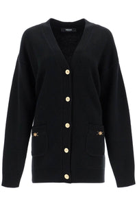 VERSACE boxy wool and cashmere cardigan 1014091 1A11287 BLACK | Italystation.com - Shop Now at italystation.com