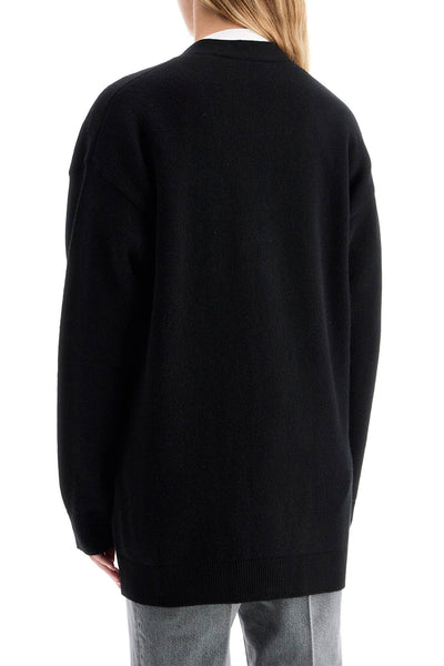 VERSACE boxy wool and cashmere cardigan 1014091 1A11287 BLACK | Italystation.com - Shop Now at italystation.com