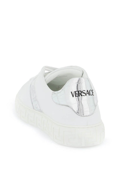 Versace greek pattern sneakers 1014460 1A10734 WHITE SILVER PALLADIUM