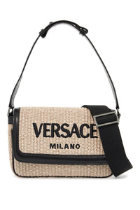 versace milano raffia bag 1015281 1A09445 NATURAL+BLACK-RUTHENIUM