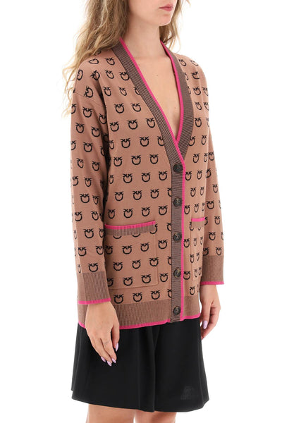 'lama' all-over logo cardigan 101562 A112 CAMMELLO NERO