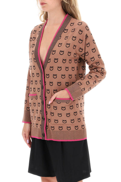 'lama' all-over logo cardigan 101562 A112 CAMMELLO NERO