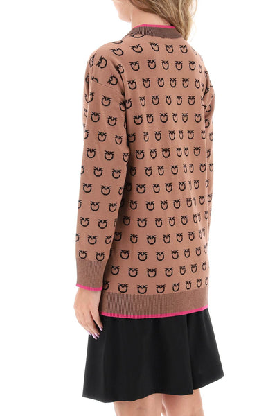 'lama' all-over logo cardigan 101562 A112 CAMMELLO NERO