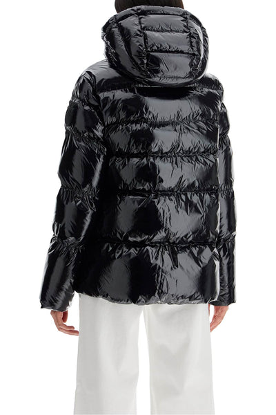 hooded down jacket in crystal nylon 101597 A11K NERO LIMOUSINE