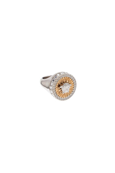 icon ring with crystals 1016382 1A00621 VERSACE GOLD-PALLADIUM-CR