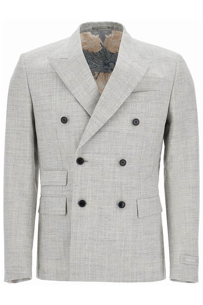 double-breasted wool blend blazer 1016604 1A11264 CONCRETE MELANGE