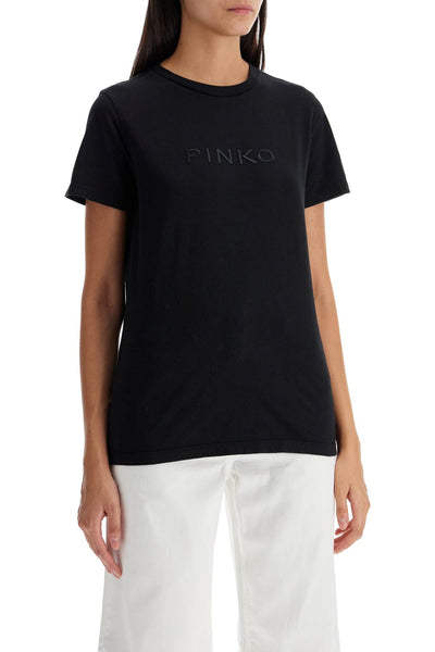 PINKO short-sleeved t-shirt with logo 101752 A227 NERO LIMOUSINE | Italystation.com - Shop Now at italystation.com