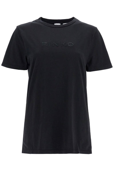 PINKO short-sleeved t-shirt with logo 101752 A227 NERO LIMOUSINE | Italystation.com - Shop Now at italystation.com