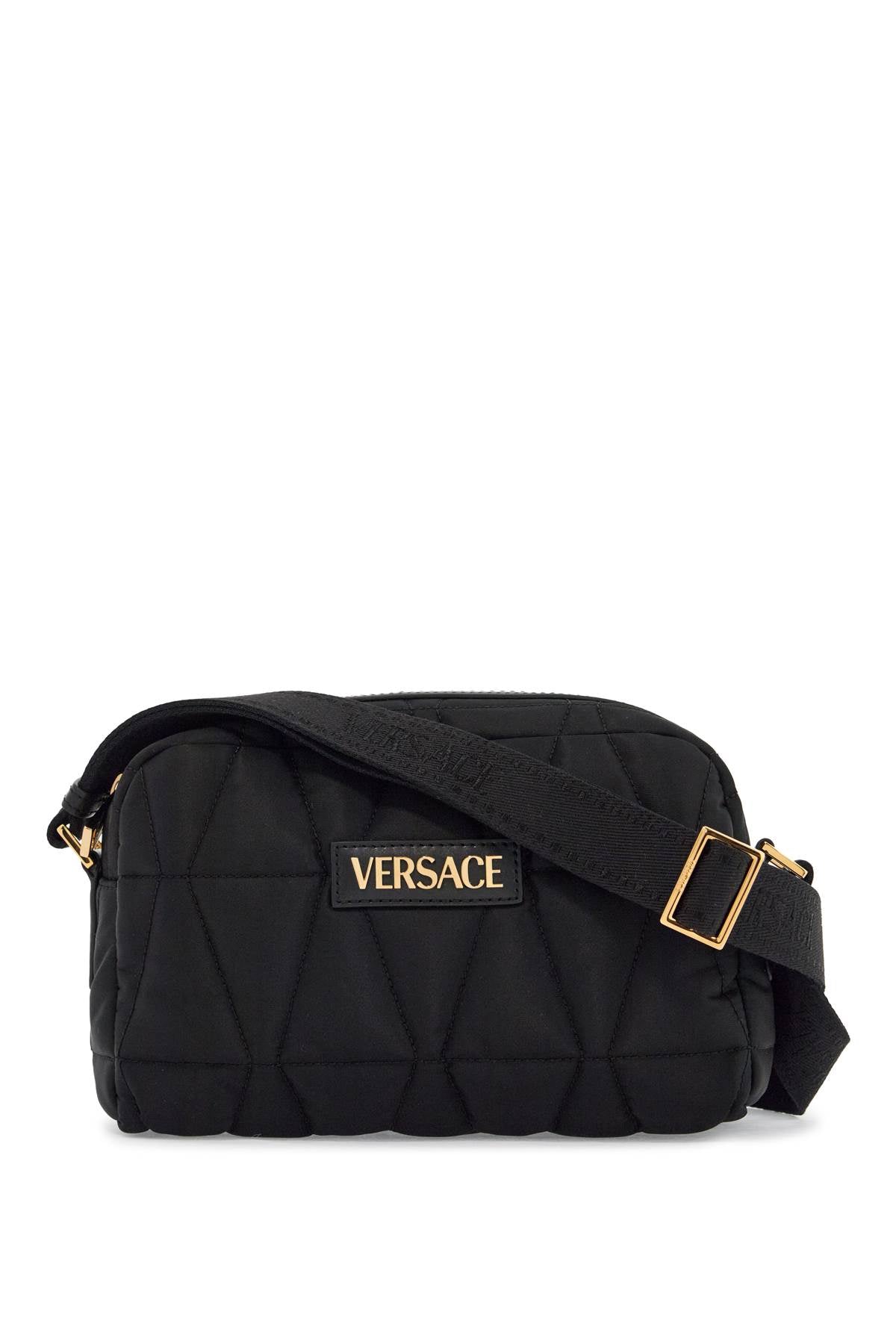 quilted nylon camera bag with 1018352 1A13686 BLACK-VERSACE GOLD