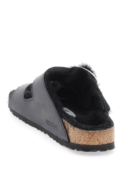 Birkenstock arizona big buckle slides in teddy 1020138 BLACK