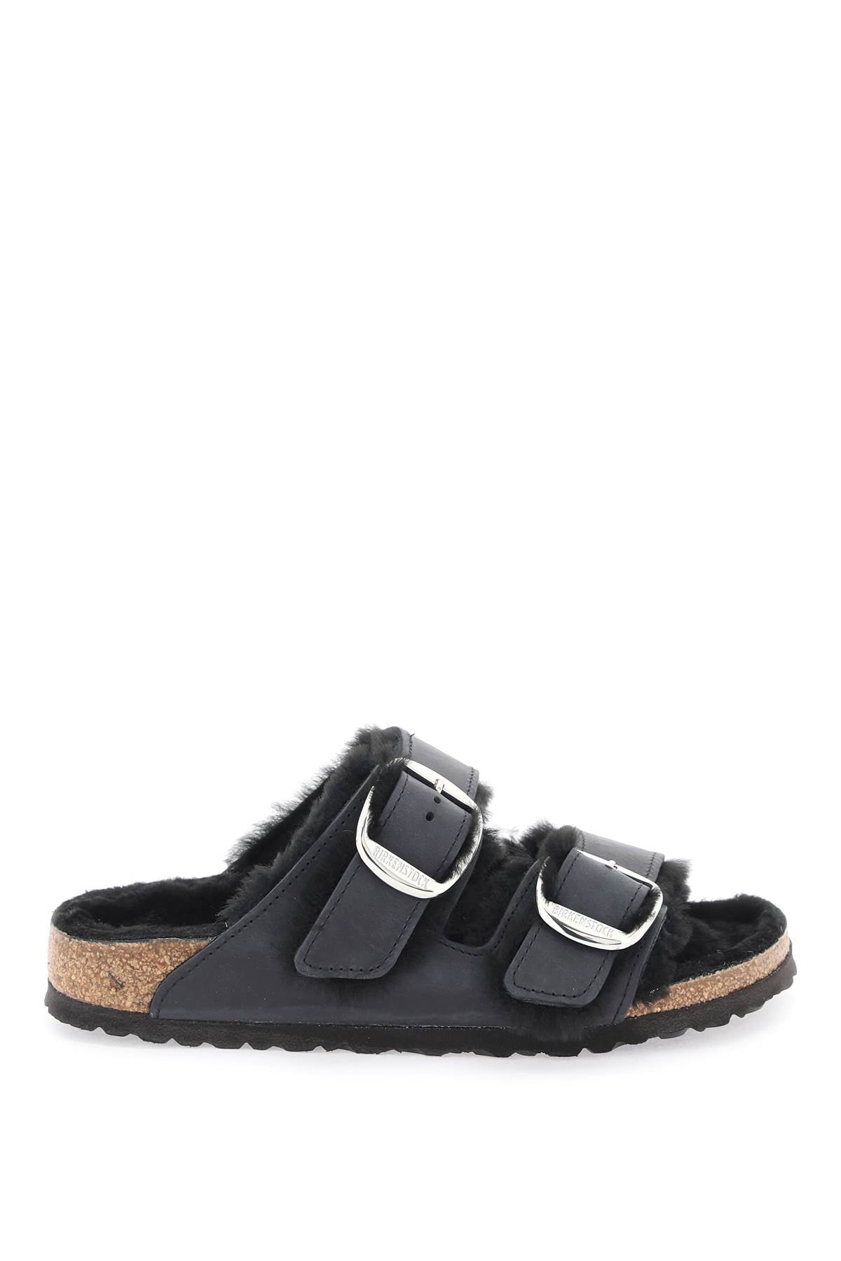 Birkenstock arizona big buckle slides in teddy 1020138 BLACK