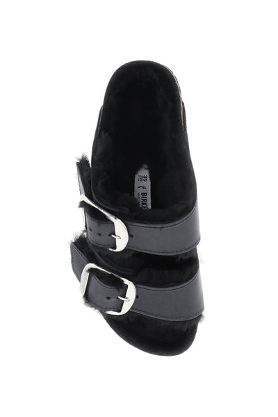 Birkenstock arizona big buckle slides in teddy 1020138 BLACK