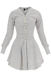 striped poplin mini dress with nine 102773 A1PF BIANCO NERO