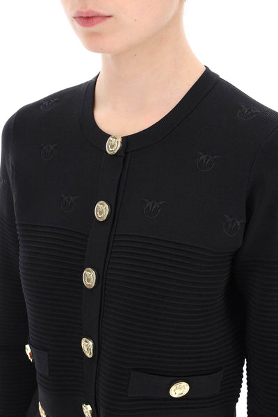 ciliegio cardigan with love birds detailing 102881 A1LK NERO LIMOUSINE