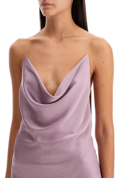 mini satin slip dress with spaghetti straps 102DR017 F535 EVERGREEN MAUVE