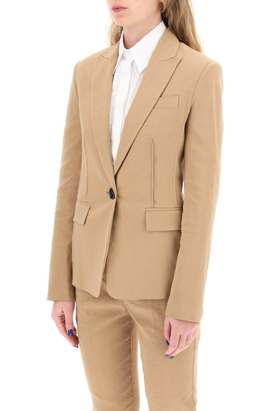 linen-blend single-breasted blazer 103244 A1PA BEIGE BRUNO FULVO