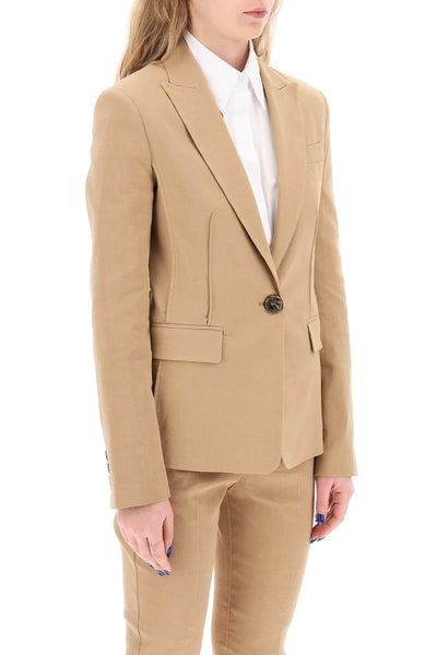 linen-blend single-breasted blazer 103244 A1PA BEIGE BRUNO FULVO