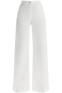 wide leg twill trousers in italian 103862 A20K BIANCO-BIANCANEVE