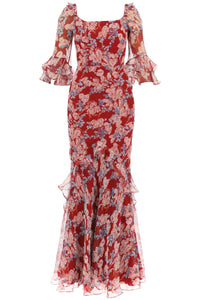 Saloni maxi dress tamara d in floral silk 10819 1928 MULBERRY CERISE