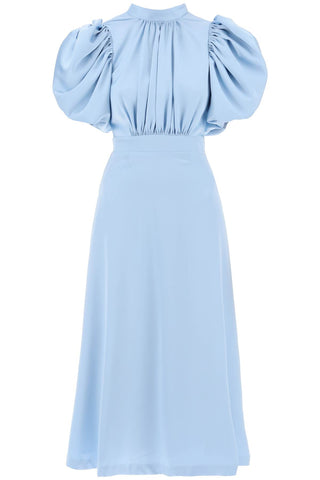 midi satin dress with balloon sleeves 1121061996 Placid Blue