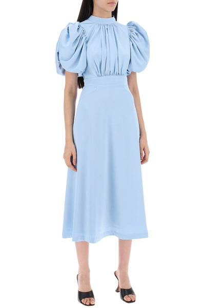 midi satin dress with balloon sleeves 1121061996 Placid Blue