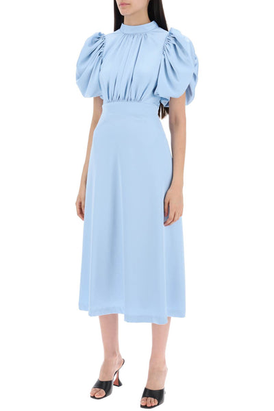 midi satin dress with balloon sleeves 1121061996 Placid Blue