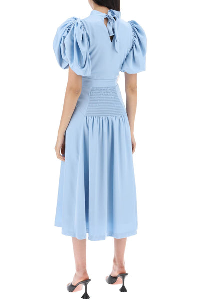 midi satin dress with balloon sleeves 1121061996 Placid Blue