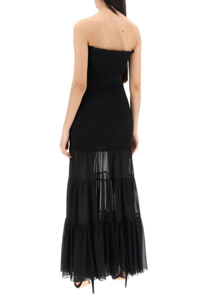 Rotate maxi chiffon dress with semi-transparent r 112111100 BLACK