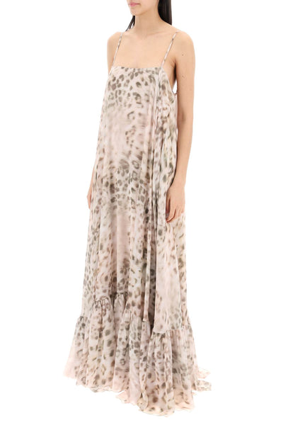 Rotate maxi dress with ruffle at the 1121132930 BLURRY SNOW LEOPARD TARMAC COMB