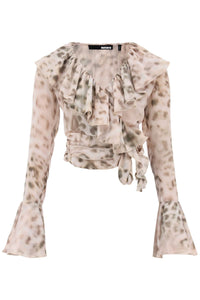 Rotate chiffon top with ruffle 1121142930 BLURRY SNOW LEOPARD TARMAC COMB