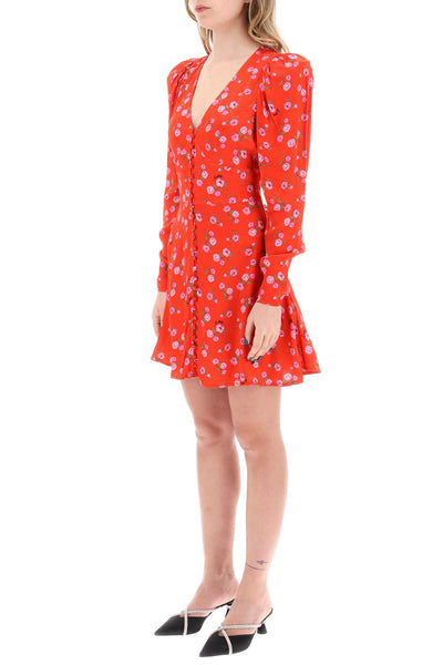 Rotate 花卉印花緞布迷你洋裝 1121912946 WILDEVE CLUSTER HIGH RISK RED COMB