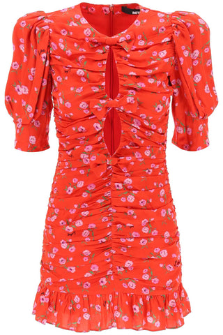 Rotate floral printed satin mini dress with ruching 1121922946 WILDEVE CLUSTER HIGH RISK RED COMB