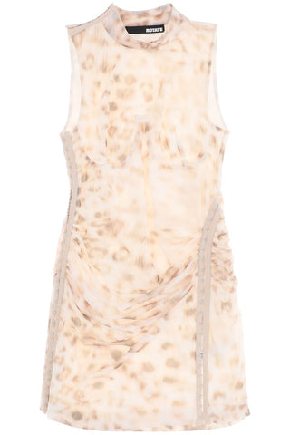 Rotate mini jersey dress with hooks and eyelets 1122652930 BLURRY SNOW LEOPARD TARMAC COMB