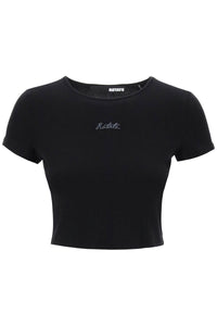 Rotate cropped t-shirt with embroidered lurex logo 112310100 BLACK