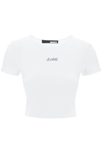 Rotate cropped t-shirt with embroidered lurex logo 112310400 BRIGHT WHITE