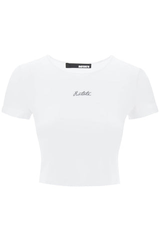 Rotate cropped t-shirt with embroidered lurex logo 112310400 BRIGHT WHITE